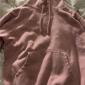 Glossier Blush Pink Hoodie Sweatshirt
